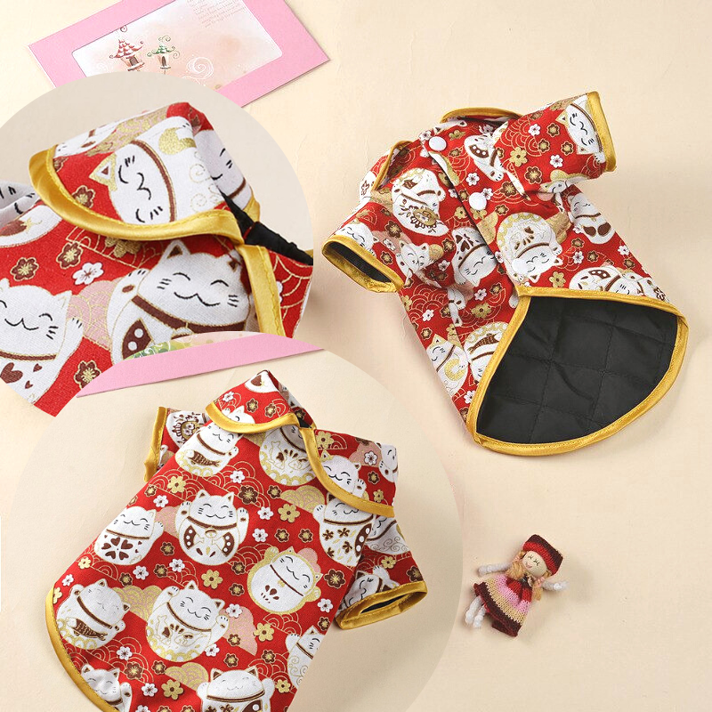 Chinese Lucky Fortune Cat Cheongsam Princess Dress