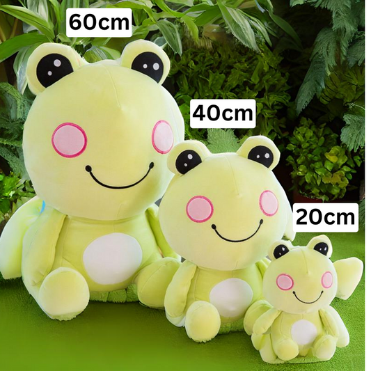 Green Frog smiling blushing plush toy