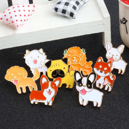 Dog Brooch Cartoon - metal pins for dog lovers, perfect for clothing, caps, backpacks and decor