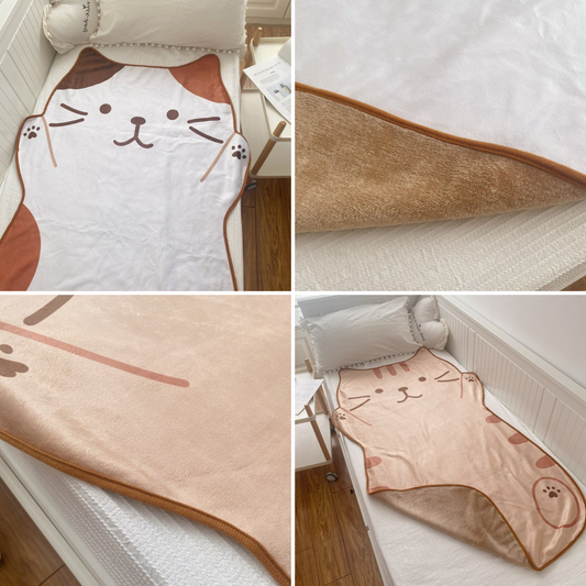 Cute cat shaped blanket - for bedding, sofa, throw and home decor