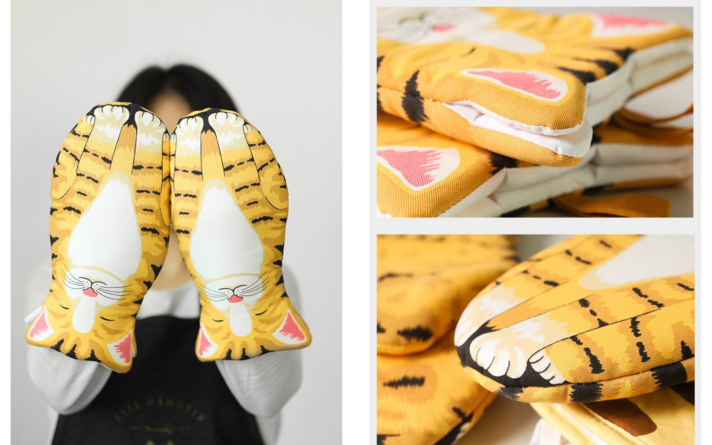 Cat Paw Long Oven Mitts for kitchen baking