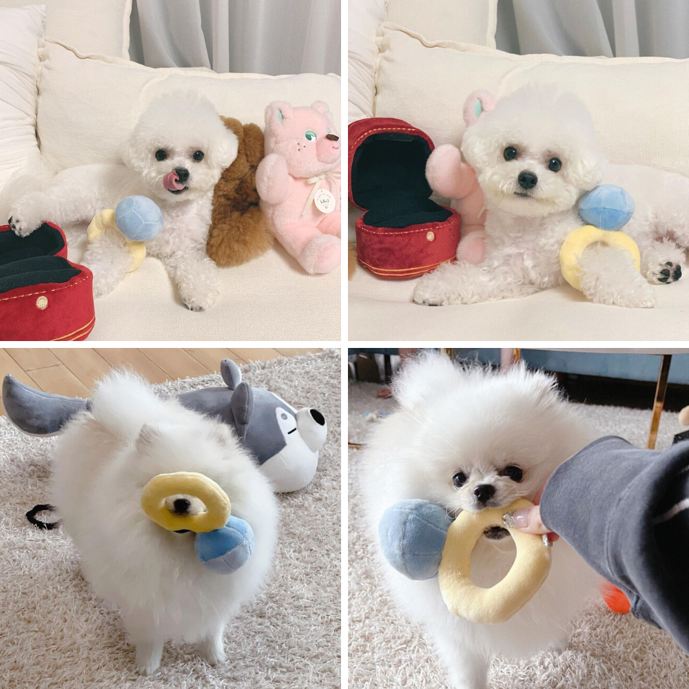 Plush Diamond ring dog toy