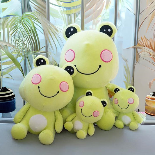 Green Frog smiling blushing plush toy