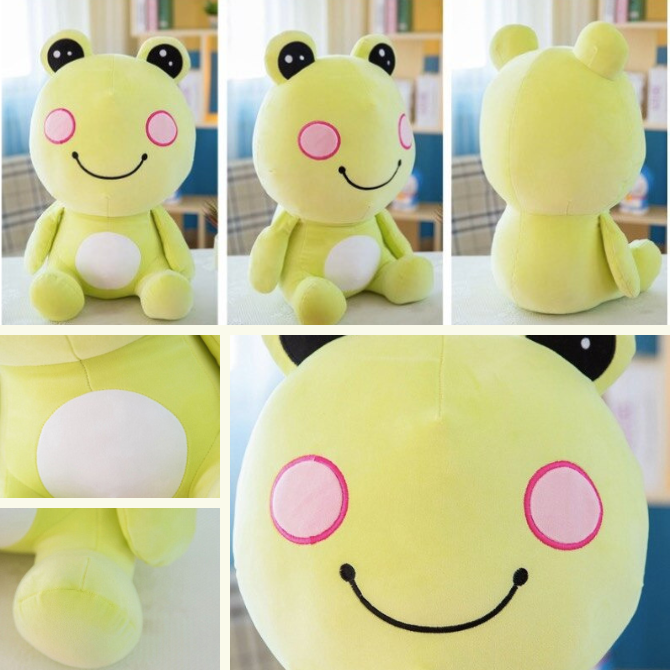 Green Frog smiling blushing plush toy